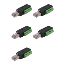 5X RJ45 Screw Terminal Connector RJ45 Solderless Male Plug to 8-Pin Terminal Block Adapter for Ethernet Cat5 /6/7 AV