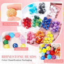 200 Pcs 20mm Beads for Pens Rhinestone Beads Bubblegum Beads for Pens Beadable Keychains DIY Pen Jewelry Making
