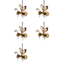 5X Solar Iron Insect Statue with LED Fairy Light Outdoor Hanging Tree Ornament for Fence Yard Courtyard Garden Decor A