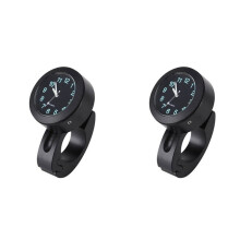 2X Motorcycle Universal 7/8 Inch Handlebar Watch Clock with Buckle Waterproof Sun-Proof Shockproof Black
