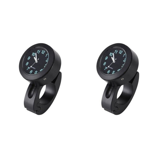 2X Relógio de Pulso Universal para Motocicleta de 7/8 Polegadas com Fivela À Prova D'Água, À Prova de  e À Prova de Choque, Preto