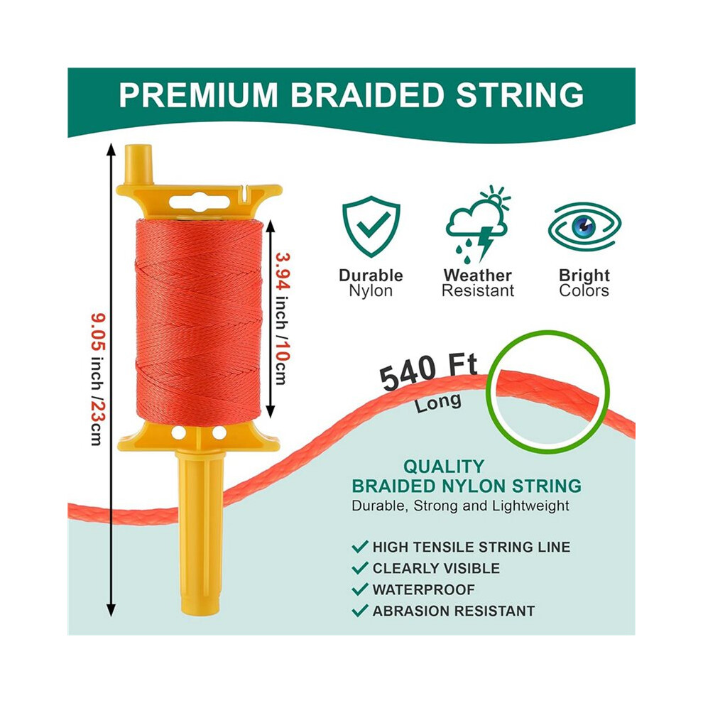 2X Mason With Handle, Twisted 540 Ft 18 Reloadable Reel, Braided Nylon String For Gardening Or Masonry Tools 6032819442881