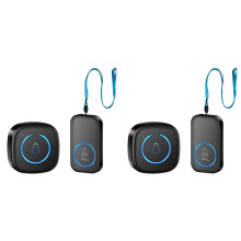 2X Wireless Lanyard Button Call Pager Emergency SOS Pager Emergency Call Button Black EU Plug