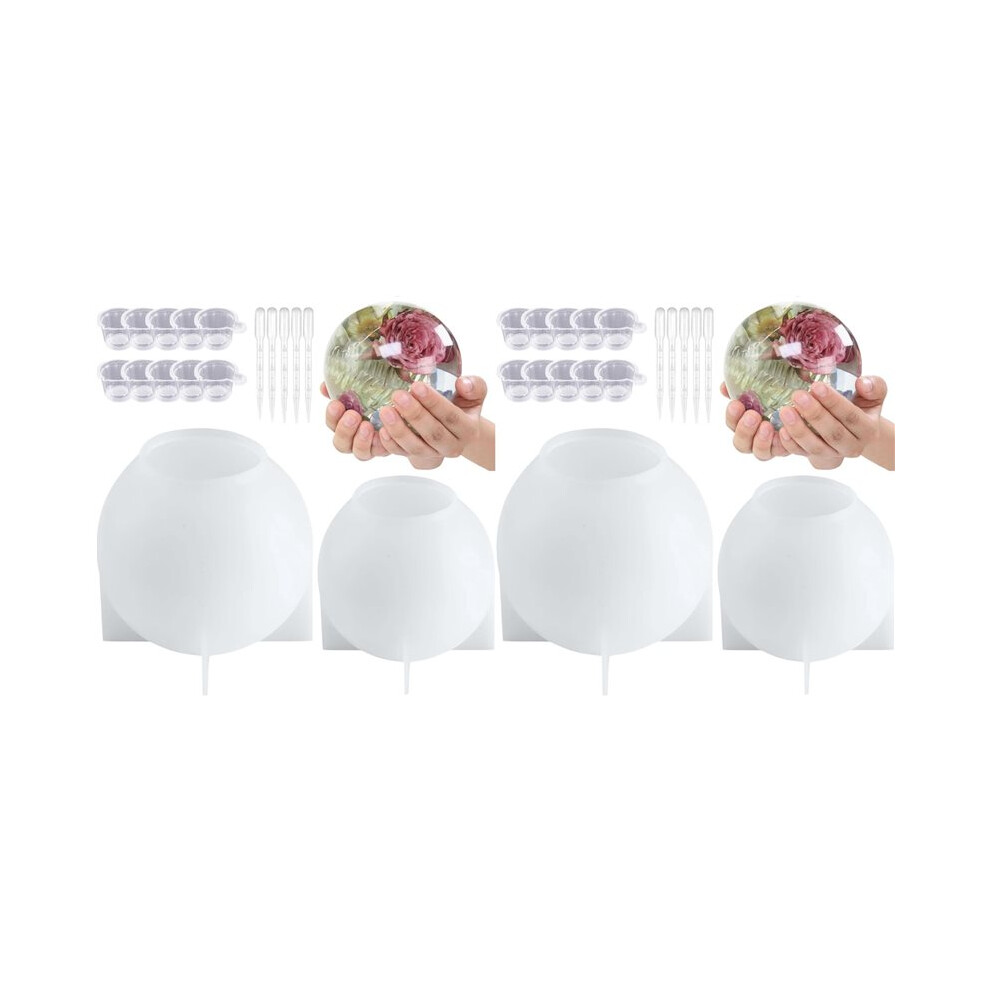 4 Pieces Large Sphere Resin Mold, Seamless Globe Epoxy Resin Casting Mold For Diy Crafts Flowers 6033401254189