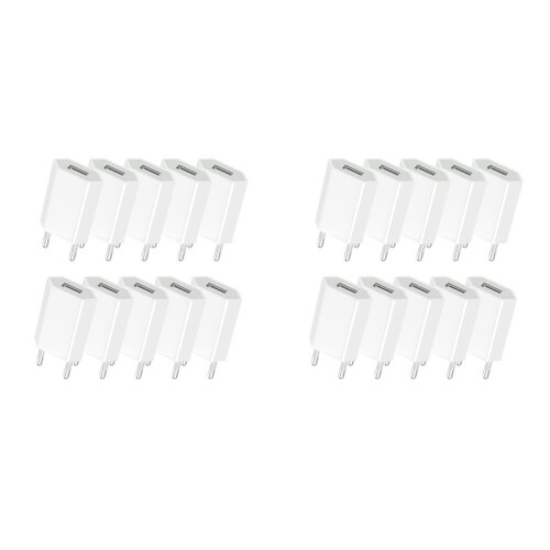 20  Adaptateurs de Chargeur Mural USB AC 5 V 1 A, Prise UE