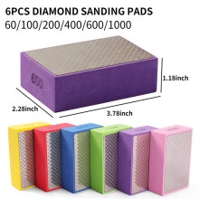 12 Stuks Diamanten Handpolijstpads, 60/100/200/400/600/1000 Diamantschuurpads Tegelgereedschap Polijstpad Schuurblok