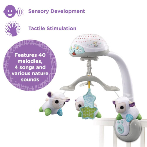 VTech VTech Baby Lullaby Lambs Mobile with Colourful Light Patterns Soothing 1