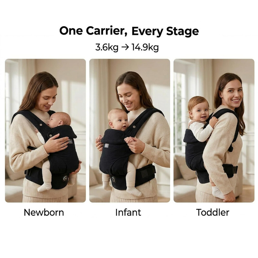Bebamour Ergonomic Baby Carrier For Newborn To Toddler Adjustable Seat
