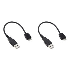 2X 9 Pin USB Header to USB Cable, USB 2.0 Type A Male to 9 Pin Male Motherboard Cable Cord