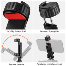 2X Camera Hot Shoe 360 Rotatable Phone Mount Holder Tripod W Cold Shoe for 15 14 13 Android