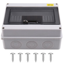 2X HT-8 Way IP65 Mcb Breaker Box Distribution Protection Box ABS Power Electronic Din Rail Enclosure for Circuit Breaker