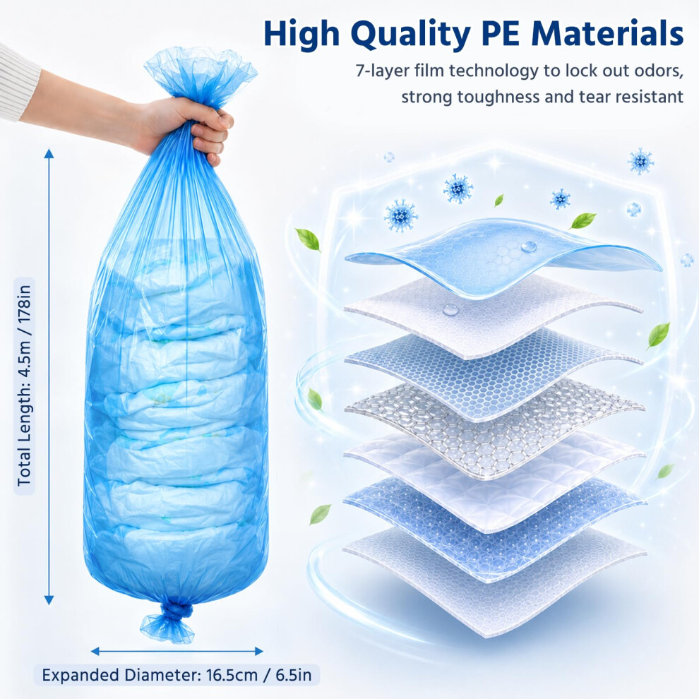 Newthinking 10 Pack Nappy Bin Refills 45M Diaper Pail Refill Bags Scen