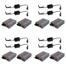 4X Gigabit Fiber Optical Media Converter HTB-GS-03AB 1000Mbps Single Mode Single Fiber External Power Supply EU PLUG