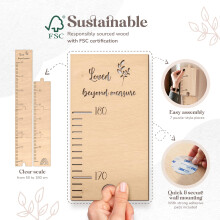 Mikito Wooden Height Chart for Children to Hold Their Growth Including