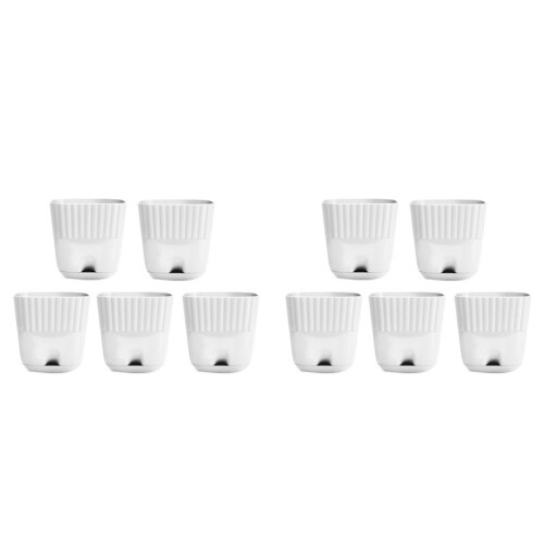 Vasos de Flores de 6 Polegadas, Pacote com 10 Vasos Quadrados para Plantas com Furos de Drenagem e Bandeja de Pires de Conexão, para Ambientes