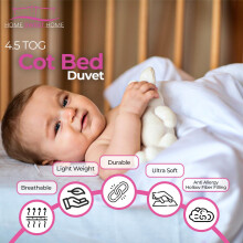Home Sweet Home UK 45 Tog Cot Bed Duvet – 100 Microfiber AntiAllergy T