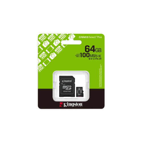 Kingston Kingston Canvas Select Plus microSD Memory Card 64GB microSDXC Gen3 100MB/s A1 Card + Adapter - SDCS3/64GB 2