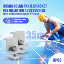 Soportes de Montaje para Paneles Solares, 24 Piezas de Abrazadera Extremo de Panel Solar de Aluminio de 30 A 45 mm de Altura Ajustable, Soporte de