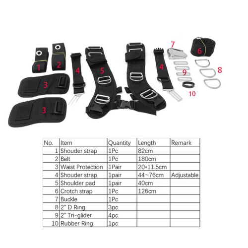 2X Scuba Diving Harness System Back Plate Diving Bracket for Snorkeling Adjustable Shoulder Straps Quick Release Buckles 2