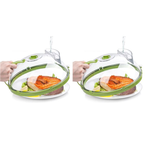 2X Capa Antirrespingos para Micro-Ondas com Saída de  e Alça, Capa Transparente para Prato de 10 Polegadas, Utensílios Essenciais de Cozinha para