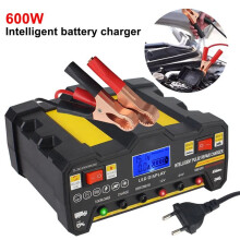 2X Intelligentes Pulsreparatur-Batterieladegerät 300AH LCD für Nass-Trocken-Blei-Säure-Vollautomatisches Autobatterieladegerät EU-Stecker