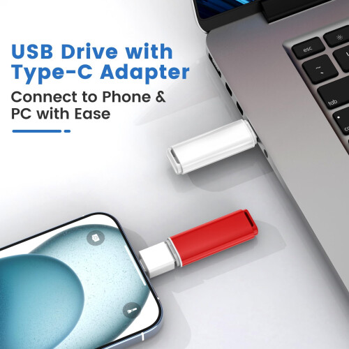 ABLAZE 2GB USB Stick 5 Pack with Type-C Adapters USB 2.0 Flash Drive 2GB Memory Sticks for PC, Smartphone and Computer 1