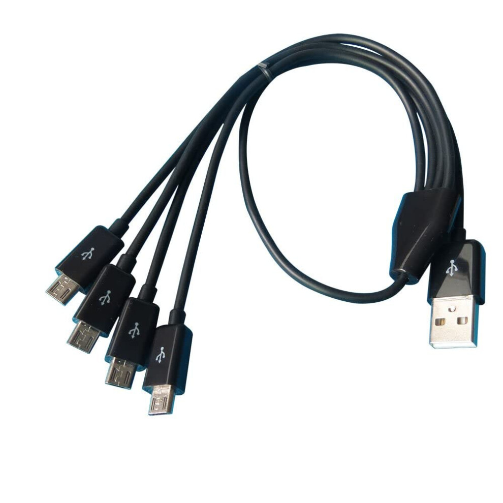 4 In 1 Multi Micro Usb Splitter Cable - Usb 2.0 Male To Four Micro Usb Male Converter For Charging And Data Syncing (Black) Black 5002815756092