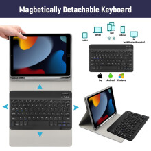 Lielax iPad 10.2 Keyboard Case 9th Generation(2021)/ 8th Gen(2020)/ 7th Gen(2019), Detachable Wireless Keyboard Case with Pencil Holder, (UK Layout)