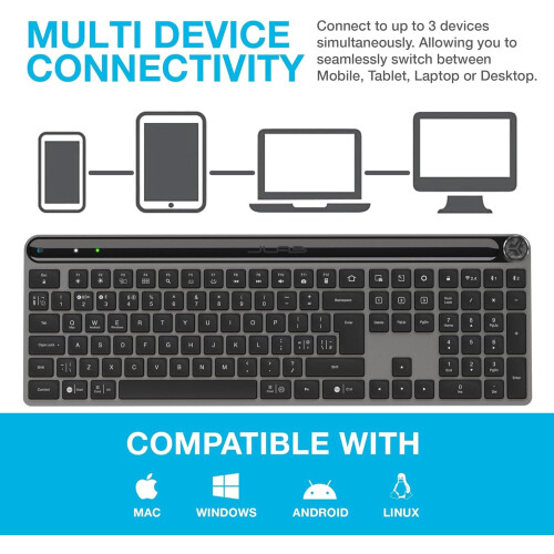 JLab JLab Epic Advanced Wireless Keyboard - Multi Device Backlit Rechargeable Bluetooth Keyboard with 2.4G USB Connectivity, Slim Design Full Size Office 1