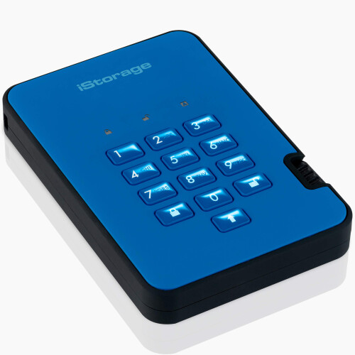 iStorage diskAshur2 HDD 4TB Blue - Secure portable hard drive - Password protected - Dust & water resistant - Hardware Encryption 1