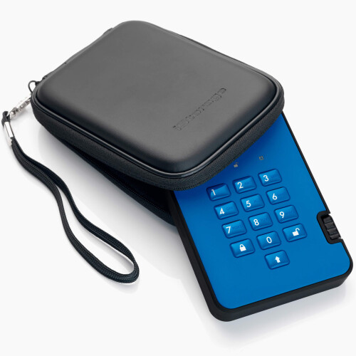iStorage diskAshur2 HDD 4TB Blue - Secure portable hard drive - Password protected - Dust & water resistant - Hardware Encryption 2