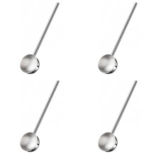 4X Små Soppslev Rostfritt Stål Djup Sked Av Metall med Hällpip 2 Oz Långt Handtag Såsslev Värmebeständig 10,5 Tum