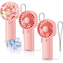 (Pink) 3 Pcs Mini Portable Fan Handheld Battery Operated Portable Small Personal Fans for Summer Travel Indoor Outdoor Cooling Gift