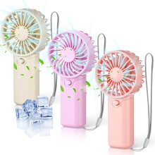 (Pink, White, Purple) 3 Pcs Mini Portable Fan Handheld Battery Operated Portable Small Personal Fans for Summer Travel Indoor Outdoor Cooling Gift