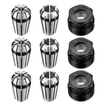 9 Pcs Er11 Spring Collet Nut Set Er11 1/8inch Collet + 1/4inch Collet + Clamping Nut Precision Spring Collet Set