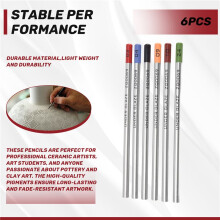 6Pcs Underglaze Pencils for Pottery for Decorating Fused Glass and Under Glaze Ceramics