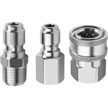 NPT 3/8 Inch Male and Female Quick Connector Kit Pressure Washer Adapter Set and 1 Pieces NPT 3/8 Inch Pressure Washers Quick Connector Plug Male