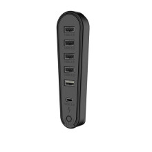 6-in-1 USB 2.0 HUB for PS5 PRO/Slim Host USB Expansion Hub Splitter Data Transmission Extender with RGB Light