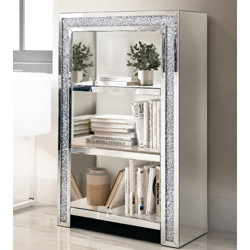 Luxury Crushed Crystal Mirrored Diamond Shelving Display unit