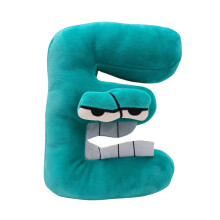 (Peacock Blue-E, 16cm-21cm) Alphabet Lore Plush Toy Cute Letter Character Soft Stuffed Doll for Kids