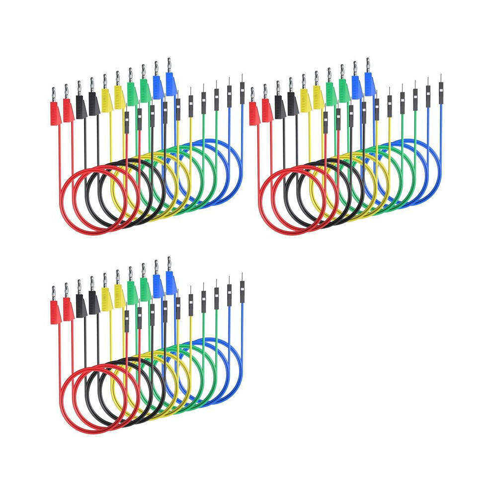30Pcs Banana Plug To Breadboard Male Jumper Wires Soft Flexible Silicone Test Leads For Electrical Testing 6032309157288