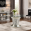 Circular dining table tempered glass surface in crushed diamond design 2