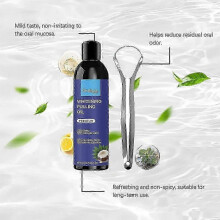 (2 set) Coconut Mint Mouthwash Tongue Scraper Kit Effectively Removes Dental Plaque Tongue Coating Prevents Bad Breath Provides 100ml fiuling,l