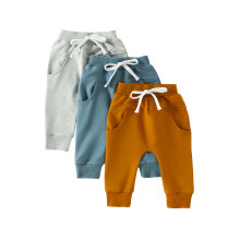 (2-3 Years, Blue Brown Grey) Baby Boys Pants Infant Harem Pants Toddler Active Joggers Pants Casual Athletic Trousers Solid Color Pocket Bottoms