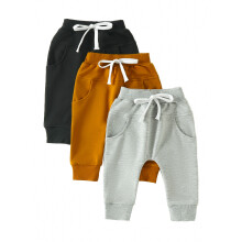 (18-24 Months, Black Brown Grey) Baby Boys Pants Infant Harem Pants Toddler Active Joggers Pants Casual Athletic Trousers Solid Color Pocket Bottoms