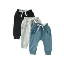 (0-6 Months, Black Gray Blue) Baby Boys Pants Infant Harem Pants Toddler Active Joggers Pants Casual Athletic Trousers Solid Color Pocket Bottoms