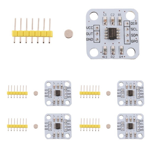5Pcs AS5600 Magnetic Encoder Magnetic Induction Angle Measurement Sensor Module 12Bit High Precision 1