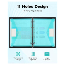 30 Pack File Folders, 11 Ring Plastic Envelopes, Clear Folder for Documents with Label, 3 Ring Binder Pocket Organizer