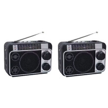 2X FM AM SW Radio Solar Charging Radios Receiver Wireless Speaker with LED Flashlight Support TF Card USB