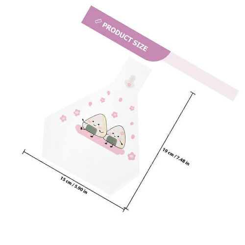 Sacchetti triangolari per onigiri, 100 pezzi, trasparenti, 19x15 cm, ideali per bento e picnic. 1